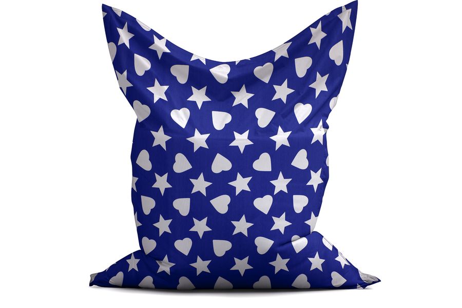 Zitzak sterren & harten kobalt blauw
